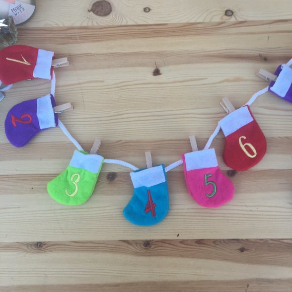 NEW! Advent Calendar Multicolor Stockings Reusable - Picture 7 of 7